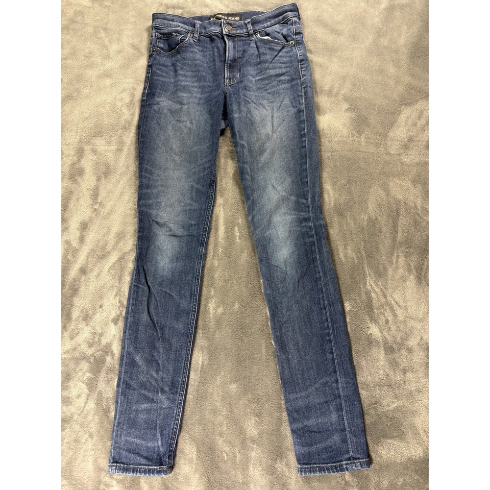 Express Womens Legging High Rise Jeans 4R Blue Stretch Denim Distressed AL0002